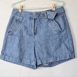 Talbots Denim Belted Trouser Shorts - Size 8 Medium Wash Preppy